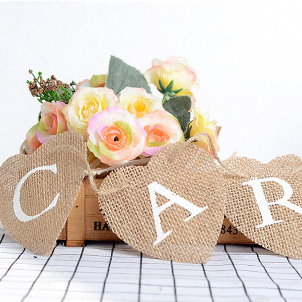 Factory direct Linen banner Letter heart shape flags party wedding birthday home decoration 1.5m length environmental-friendly