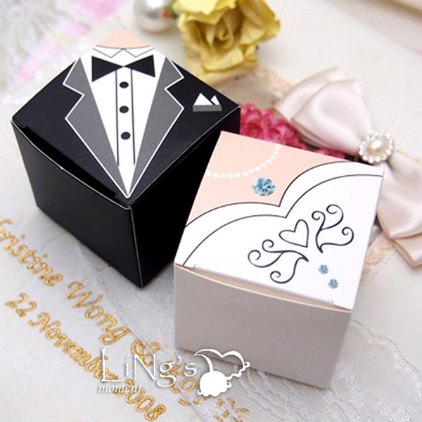 Bride and Bride Grooms Candy Boxes Wedding Accessories Favor Holders 2017 New Arrival Wedding Suppliers(10 bride+10 groom) per set