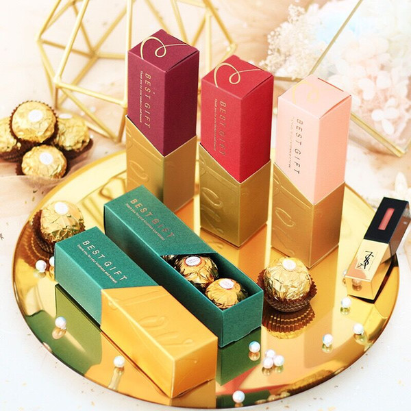 Wedding Shower Gifts Boxes Party Favor Bag Lipstick Shape Party Favor Containers Candy Package Chocolate Packing