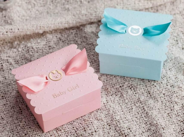 Baby Shower Gift Boxes Baby Birthday Party Gift Box Pink & Blue Paper Chocolate Candy boxes For Baby Kids