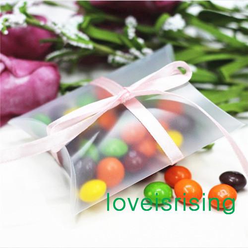 100 Pieces 9x7x2.4cm Anti-Scratch clear&Matte Pillow Favor Box, Gift Box For Baby Shower Wedding Favors Boxes Supplies