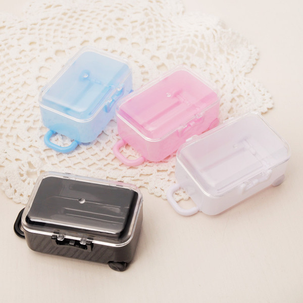 Acrylic Clear Mini Rolling Travel Suitcase Candy Box Baby Shower Wedding Favors Party Table Decoration Supplies Gifts +DHL Free Shipping