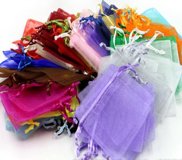 100 Piece/Lot Organza Jewelry Gift Pouch Bags For Wedding favors,beads,jewelry bag Candy bags package bag mix color Favor Holders