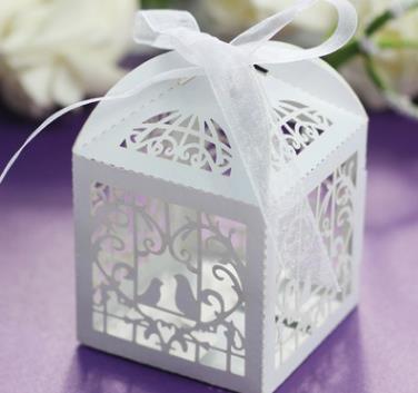 Candy Boxes Laser Candy Boxes Chocolate Paper Boxes Favor Holders Hollow Little Bird European Colourful Pearlescent Paper Cube