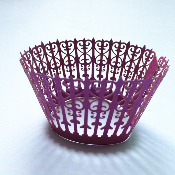 Amaranth party cupcake wrapper birthday party cupcake packing fence laser cutting favor holders multi colors free ship