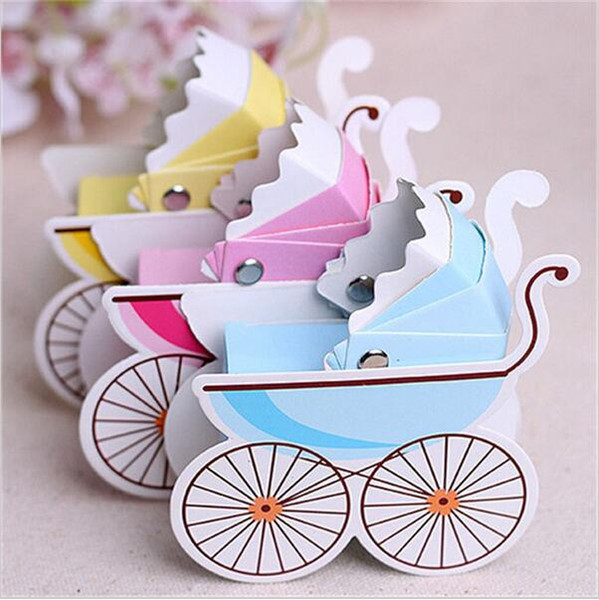 100pcs/lot Wedding Candy Box Stroller Shape Party Wedding Baby Shower Favor Paper Gift Boxes Event & Party Supplies