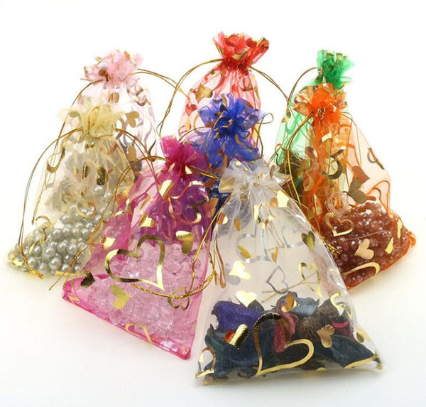 Organza Wedding creative gauze bag 7x9cm orange peach heart wrap bag many color to choose WQ26