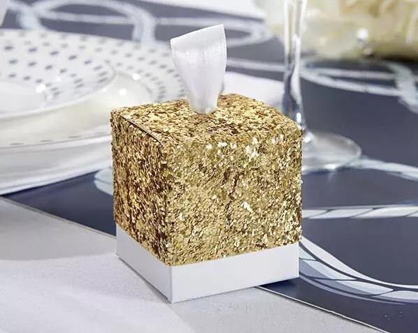 Sparky Gold Sequin Candy Box for Wedding Party Favors Gifts 