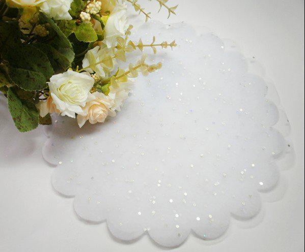 100pcs Pure White Circle Tulle Wedding Jewelry Candy holder Organza Diameter 24cm