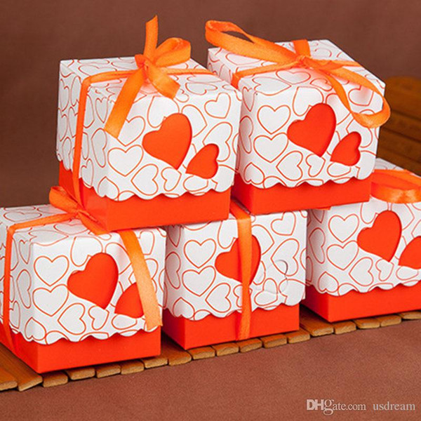 on sale Love candy box Hollow heart favor Holders Packing Square lace gift package boxes for birthday Christmas Wedding supplies 240151