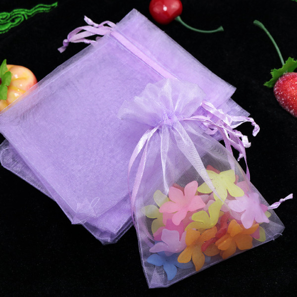 Plain 5x7cm Lavender Color Organza Jewelry Gift Bags Small Drawstring Cheap Organza Bags 100pcs/lot Wholesale