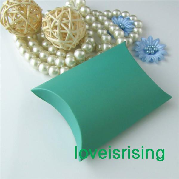 Hot Sale-Free shipping-100 Pieces 9x7.1x2.4cm Robin Egg Blue Color Pillow Favor Box, Gift Box For Baby Shower Wedding Favors Boxes Supplies