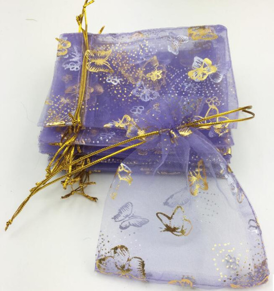 Organza purple butterfly gold gauze Favor Holders bag/gift gauze bag/first jewelry bag 100pcs/lot free shipping WQ25