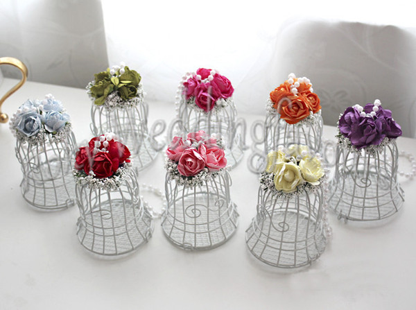 100PCS Unique Favors White BELL Birdcage with Flower Wedding Supplies Candy Boxes Favors,Party favors