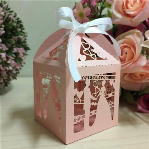 2016 Laser Cut Gift Box Candy Favour Boxes With Ribbon for Wedding Party Table Decoration 