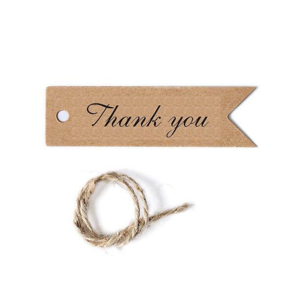 100pcs/lot brown kraft paper wedding candy cake box thank you tags handmade cupcake gift wrap decoration supplies box bags Hang Tag