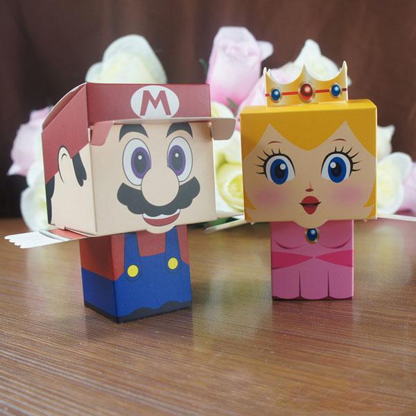 6*6*10.5cm Wedding Candy Bags Lots Paper Creative Cute Super Mario Easy Folding Free Shiping Wedding Supplies