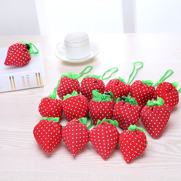 candy color New top sale Eco Storage Handbag Strawberry Foldable Shopping Bags Beautiful Reusable Bag for daily shopping