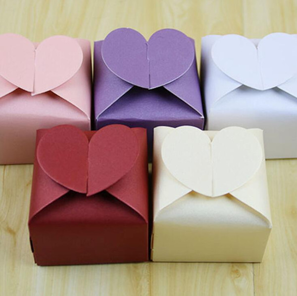 Sweet Love Heart Shape Wedding Favor and gift Box Colorful Candy Packaging Boxes 100pcs/lot free shipping