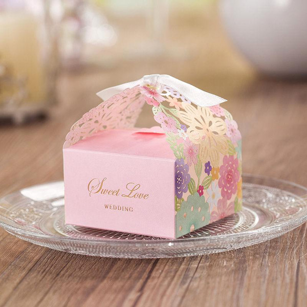 50pcs Flower Laser Cut Candy Box Decoration Gift Boxes New Wedding Faovrs Free Shipping New