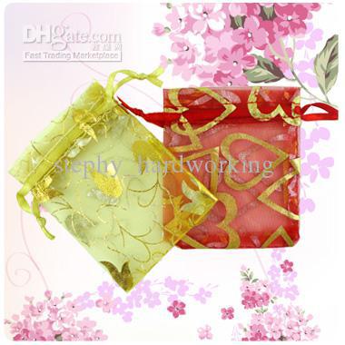 Sell in 100pcs pe lot Organza Jewelry Gift Pouch Wedding Favor Bags Party Bags 7*9cm Shower Pouch Bags