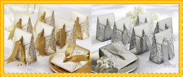 Fashion Gold Sliver Favor Holders For Wedding Bride Free Shipping Cheap Designer 2018 Wedding Candy Box Boxes 50 Pieces/Lots