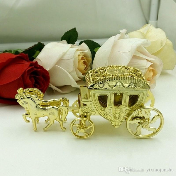 Romantic Wedding Favor Gold Silver clear Haimens Carriage Candy gift Boxes baby shower birthday party candy favors table decorations supply