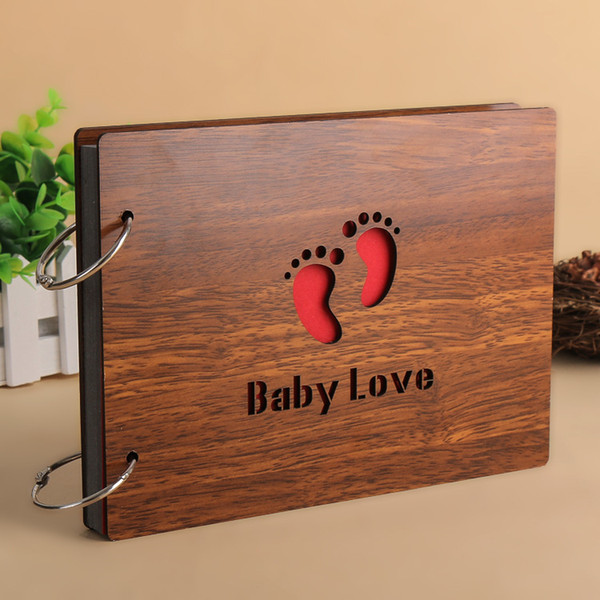 2016 Hot wood Cover Albums Handmade Loose-leaf Pasted Photo Album Personalized baby lovers photo album scrapbooking