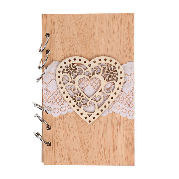 Wedding Guest Signature Books Couple Wooden Notebook Vintage Lasercut Wood Journal Wedding Decorationheart Wooden Notebook