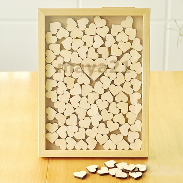 Custom Rustic Drop Top Wood Wedding Guest Book Heart Piece Sign Wood Frame Drop Box Wedding Guestbook