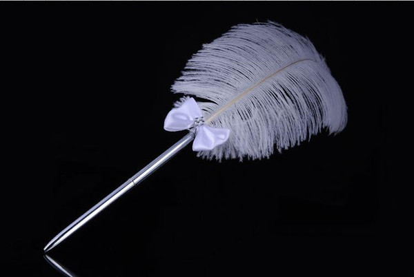 Western-style wedding products creative 40cm signing a white ostrich feather Pen 10pcs/lot 
