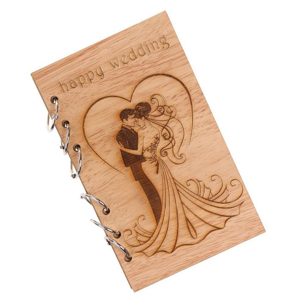 2018 Hot Wedding Decoration Notebook Mr & Mrs Notepad Visitor Registration Book Vintage Coil Notebook Wood Decorative Pattern
