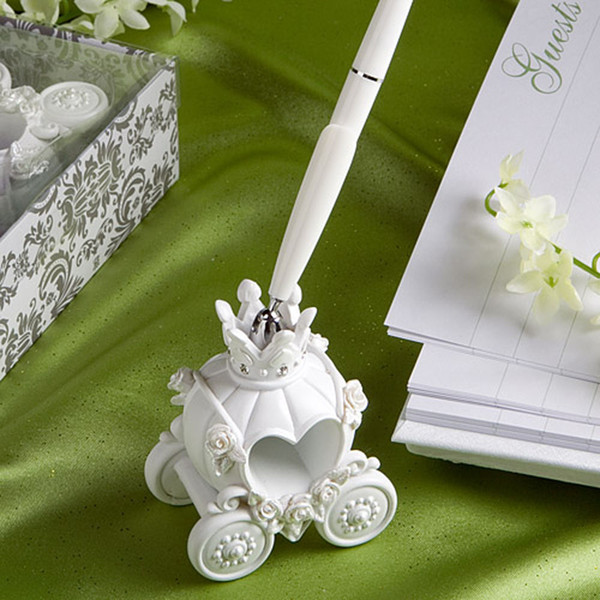 Brand New Fashion Wedding Pen with Elegent Pumpkin Pen Stand Excellent Wedding Supplies Beautiful Wedding Decoration