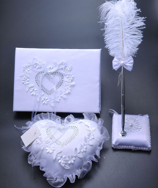 Burlap Hessian Lace Wedding Guest Book& Pen Set &Ring Pillow Garter Decoration Bridal Product Wholesale Guest Books