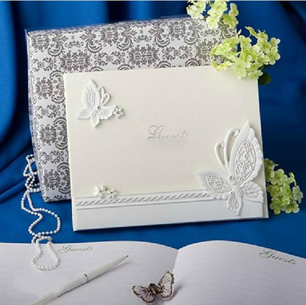 2019 New Wedding Ceremony Accessories Wedding Favors Party Supplies Beautiful Noble Resin Butterfly White Wedding Guest Books XF141
