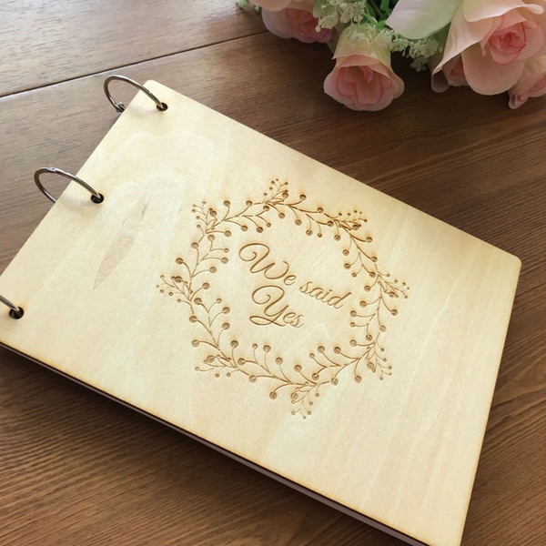 Personalised Modern Wedding Guest Book, Wooden Wedding Guest Book, A5 Size Wooden Garden Flower Unique Wedding Party Guest Book