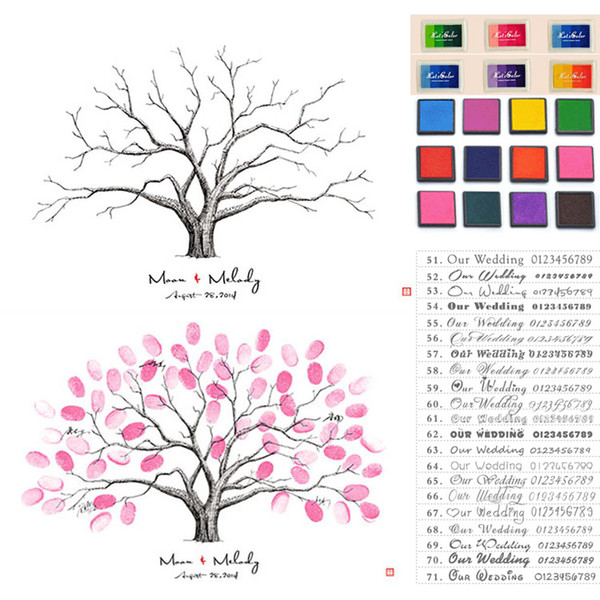 Thumbprint Family Tree Sign in Wedding Thumbprint Guest Book Fingerprint Guest Book Template Unique Guestbook Fingerprint Wedding Tree