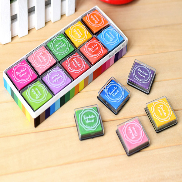 12 colors Cute Inkpad Craft Oil Based DIY Ink Pads for Rubber Stamps Fabric Scrapbook Wedding Decor Fingerprint Stamp Pad