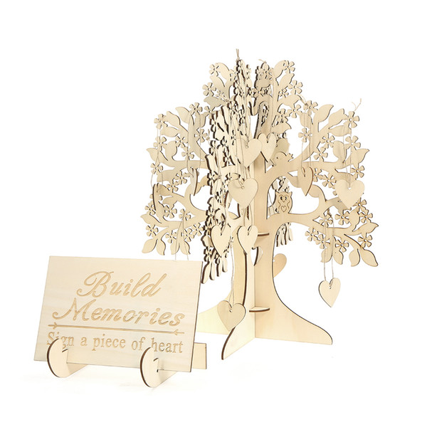 Wedding Tree Guest Book Wedding Guest Book Wooden Hearts Pendant Drop Ornaments Signature Guest Books for Wedding Decor Supplies
