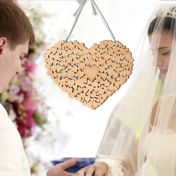 Wooden Heart Shaped Wedding Guest Book Alternative Hanging Heart Wedding Guest Book Wedding Decorations