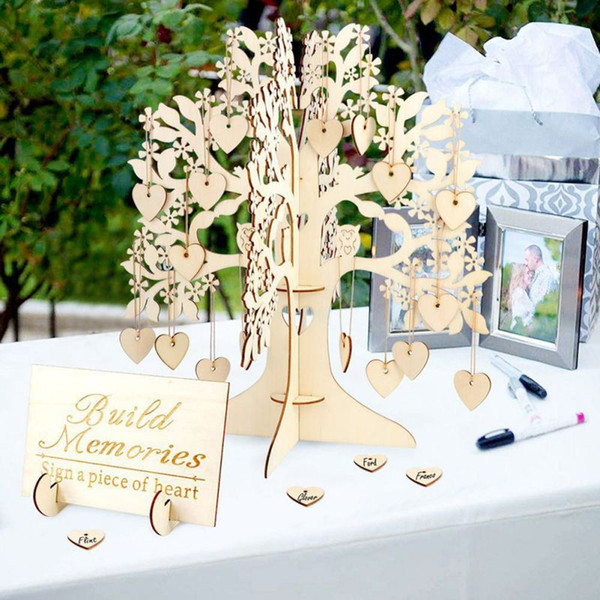 Wooden Wedding Signboard Wooden Hearts Pendant Drop Ornaments For Wedding Party Decoration Supplies