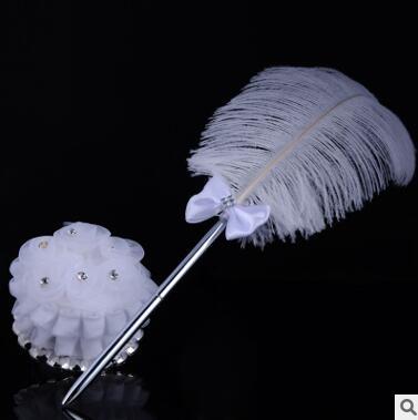 2017 New Wedding accessories ostrich feather pen western-style wedding professional check-in pen creative
