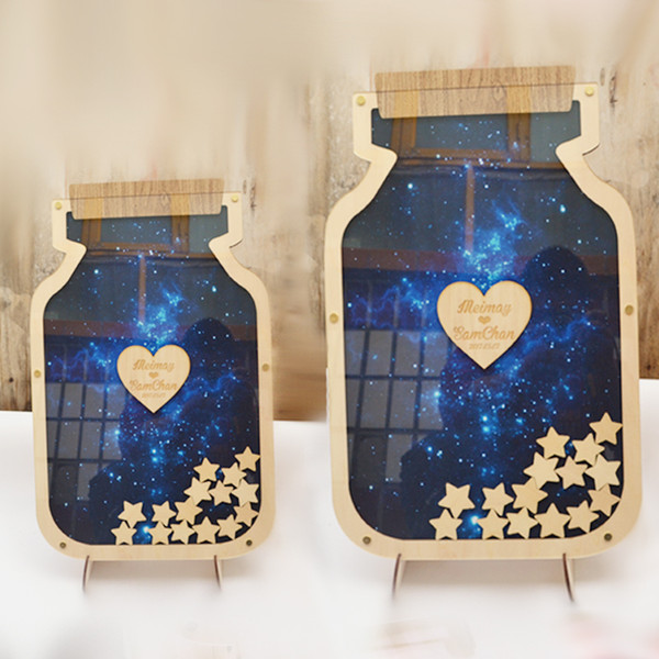 Custom Wedding Guest Book Unique Top Drop Heart Mason Jar Guest Book Wood Sign Heart Pieces Custom Wedding Guestbooks