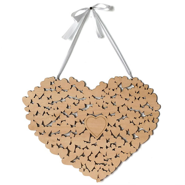 Wooden Heart Shaped Wedding Guestbook Alternative Hanging Heart Wedding Guest Book Wedding Decorations