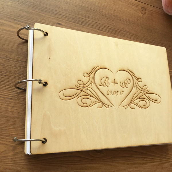 Personalised Modern Wedding Party Guest Book, Wooden Wedding Guest Book, A5 Size Wooden Customized Wedding name & date GuestBook
