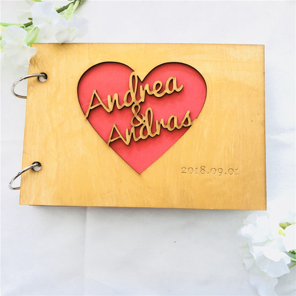 Rustic Heart Wedding Guest Book,Custom Party Wooden Guestbooks,Personalized Love Heart Signature Book