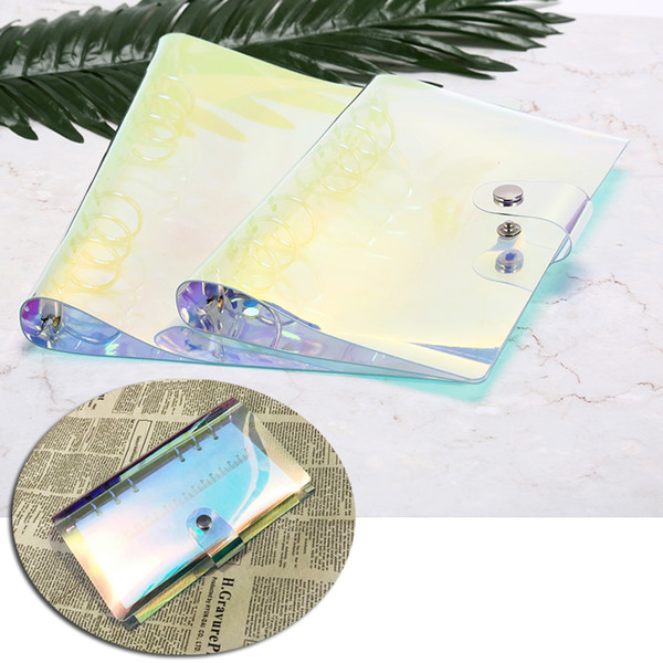 A5 A6 Transparent Laser Binder PVC Multifunctional Hand Book Travel Rainbow Bright Hand Account Clip Shell