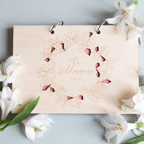 Personalized Wedding Guest Book Wooden Wedding Guestbook Wedding Signature Book Customized Wood Gift Supplies