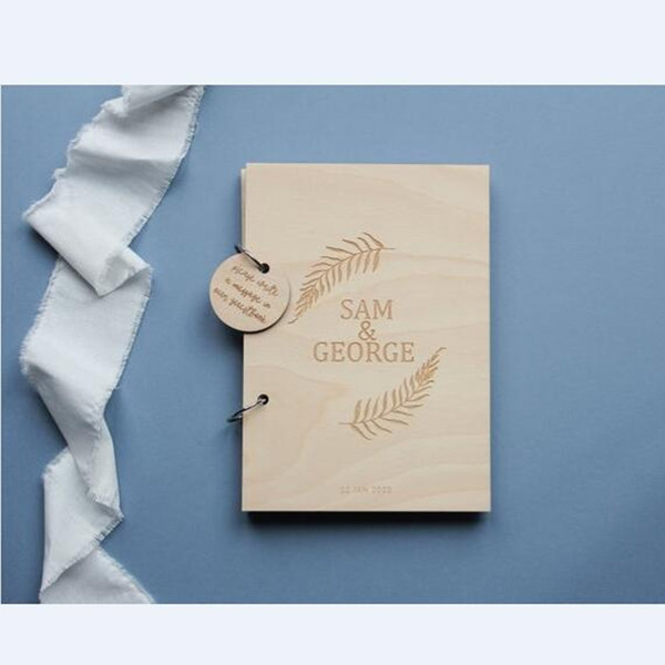 Wedding Guest Book Personalized Name and Date Guestbook Custom Wedding Guestbook Wooden Album Supplies