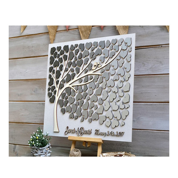 Custom Wedding Guest Book Tree ,Personalized 3D Guest Book Alternative Wood, Rustic Tree Guestbooks Ideas,Gray Heart Guest Book
